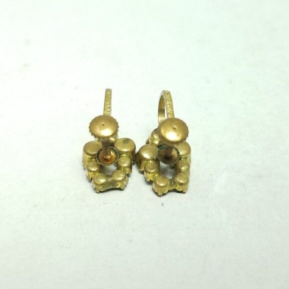 Vintage Green AB Rhinestone Made in Austria Clip On Screw Back Earrings - Picture 3 of 6